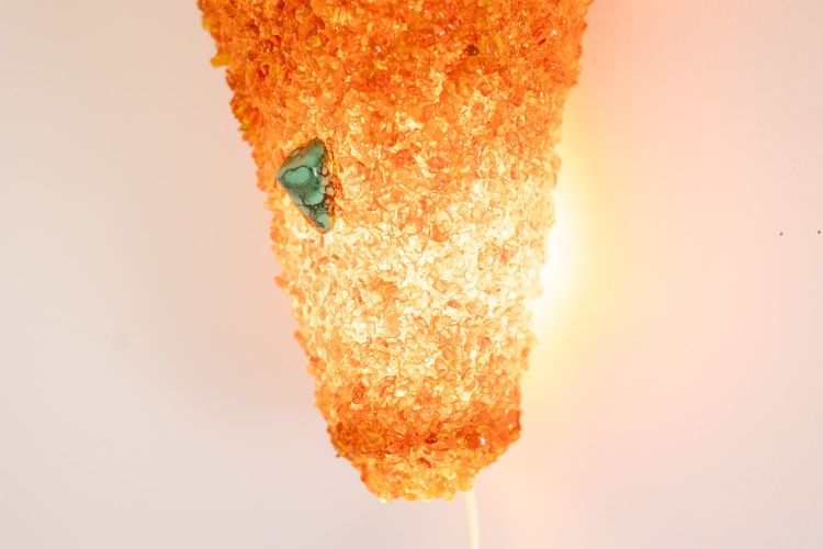Pair of sconces in amber and malachite. Contemporary work. LS60052086G