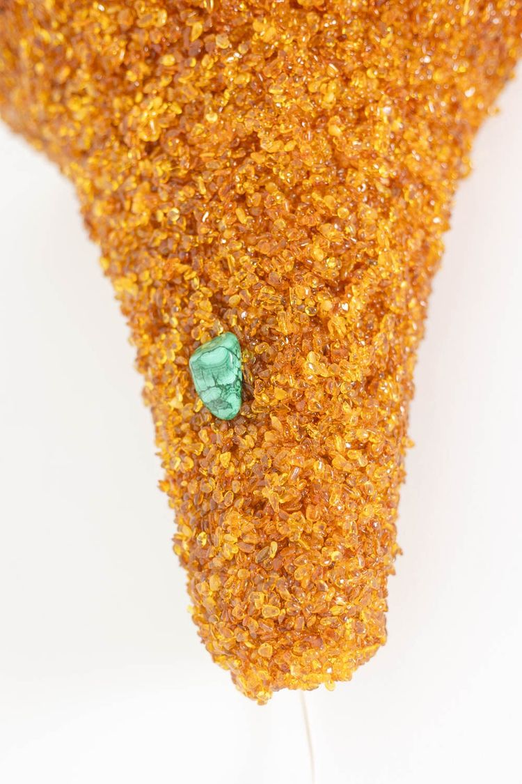 Pair of sconces in amber and malachite. Contemporary work. LS60052086G
