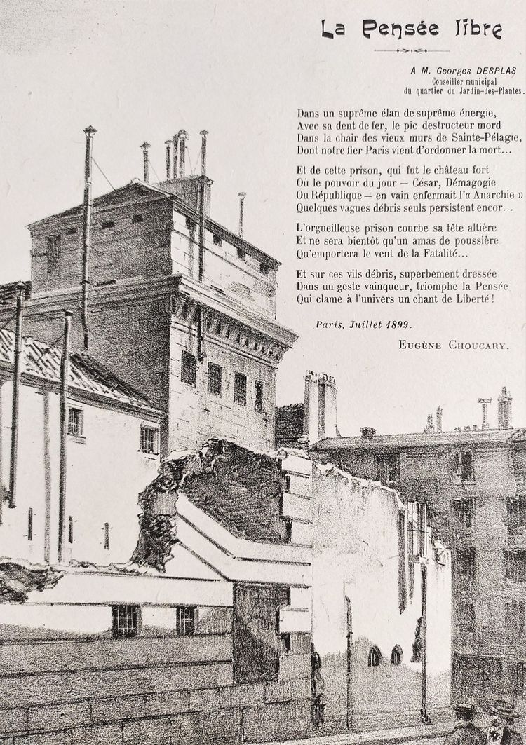  Paris The Prison Of Sainte Pelagie  Lithograph 19th C Old Print