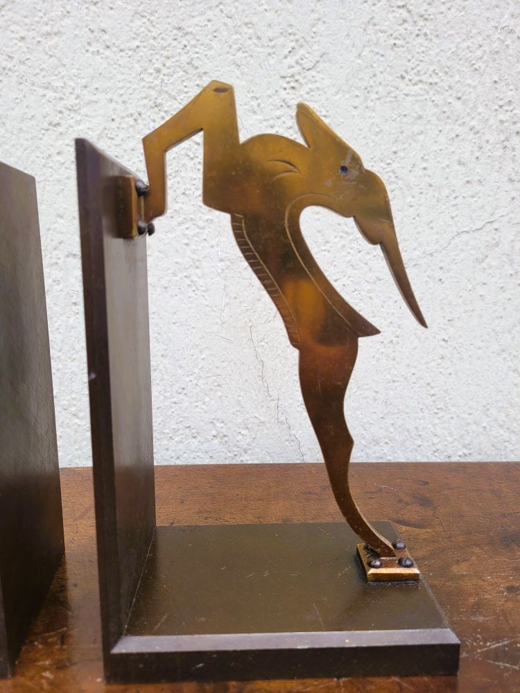 Pair Of Antelope Bookends, Bronze, 20th Century