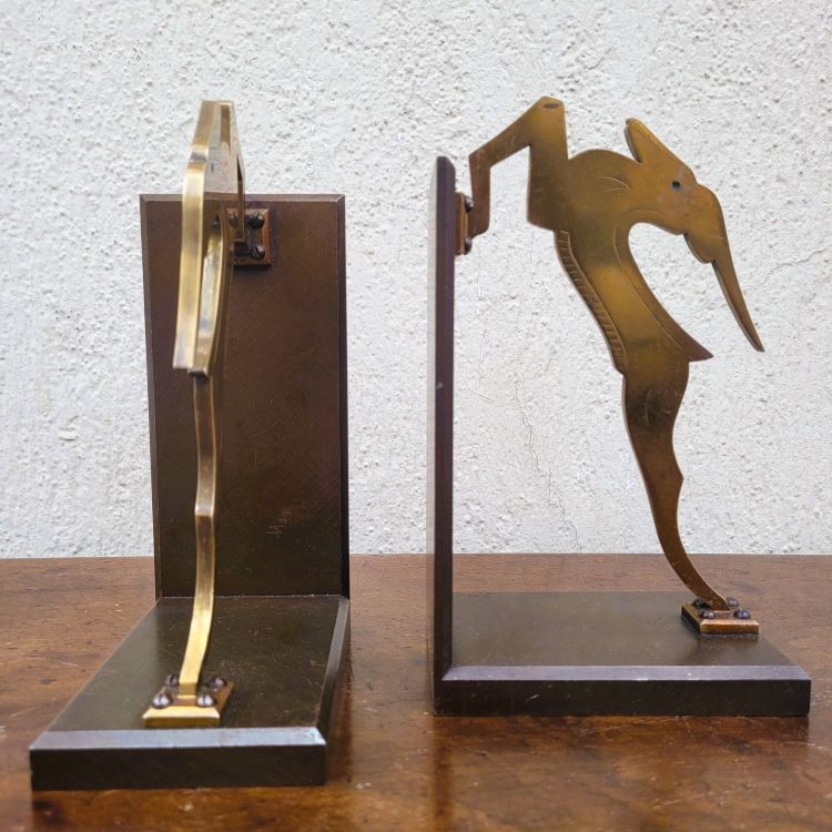 Pair Of Antelope Bookends, Bronze, 20th Century