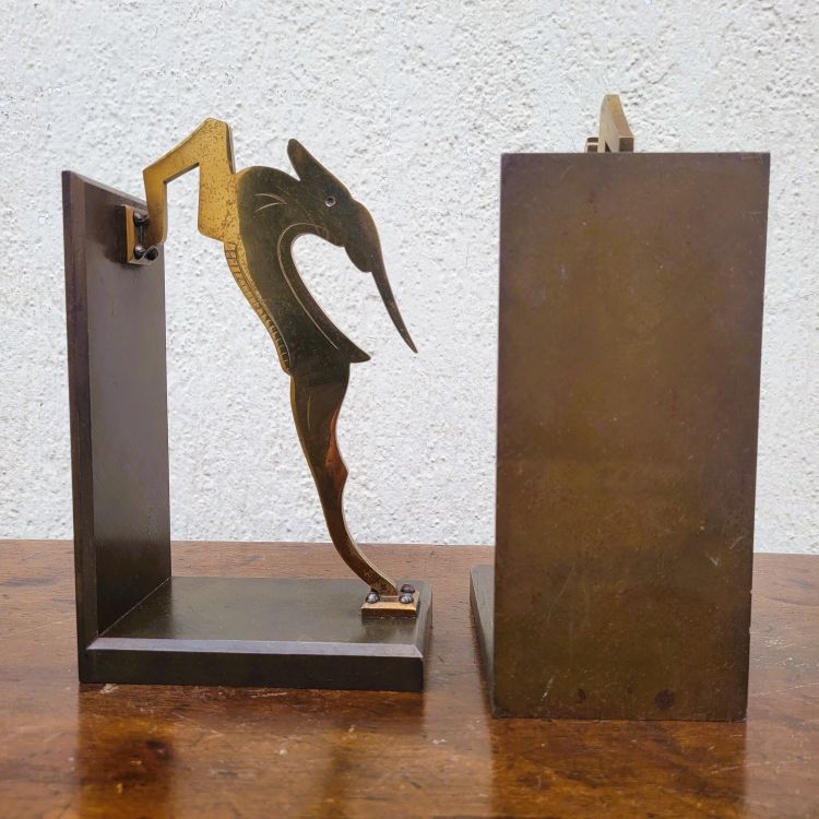 Pair Of Antelope Bookends, Bronze, 20th Century