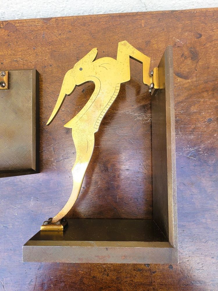 Pair Of Antelope Bookends, Bronze, 20th Century