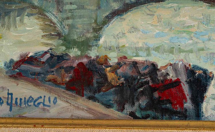 Mério Ameglio (1897-1970) Vue du Pont-Neuf huile sur toile vers 1950