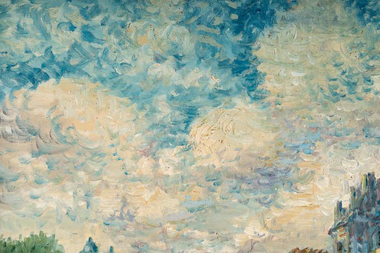 Mério Ameglio (1897-1970) Vue du Pont-Neuf huile sur toile vers 1950