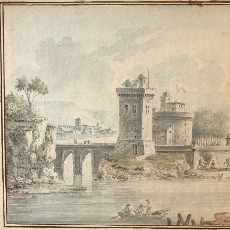 View of an imaginary port, signed Naissaut 1814