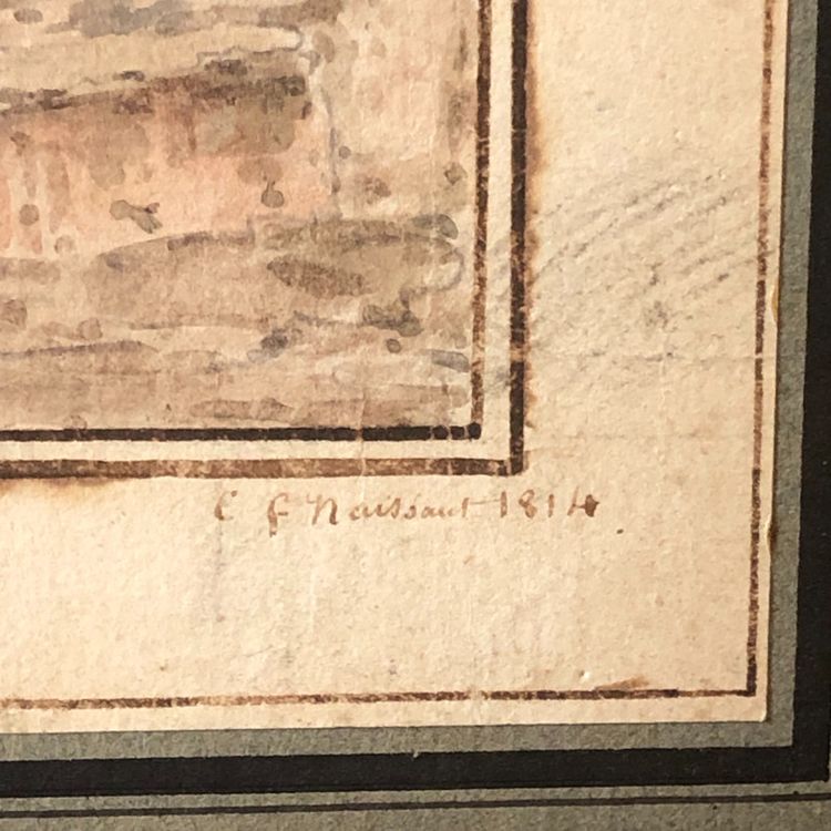 View of an imaginary port, signed Naissaut 1814