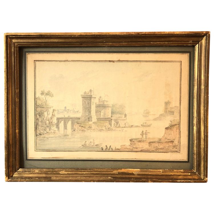 View of an imaginary port, signed Naissaut 1814