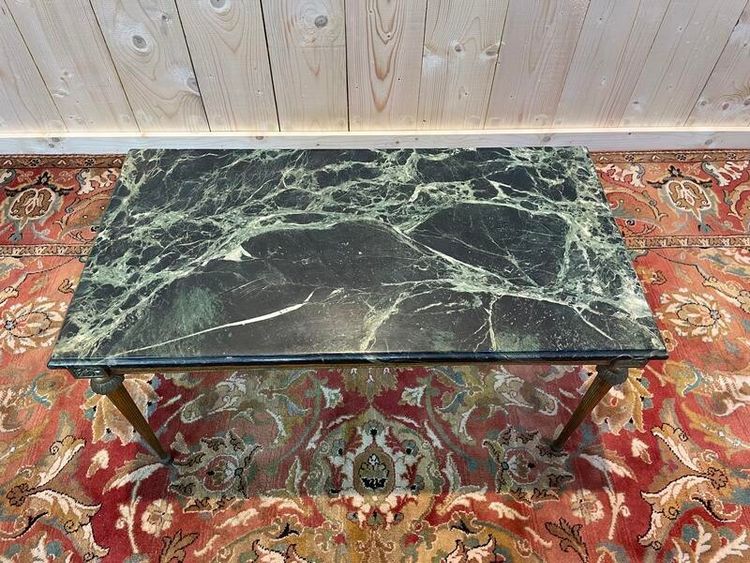 Louis XVI style coffee table in gilded brass and marble