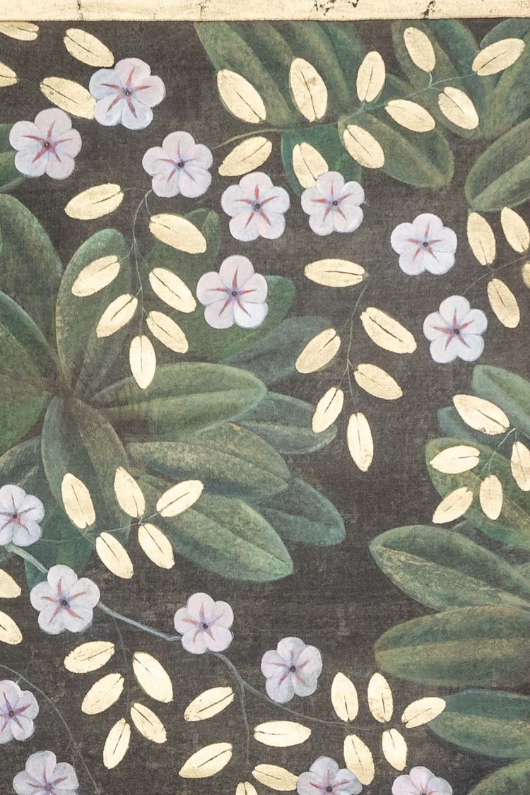 Toile peinte représentant des fleurs et des oiseaux. Travail contemporain. LS6020900A