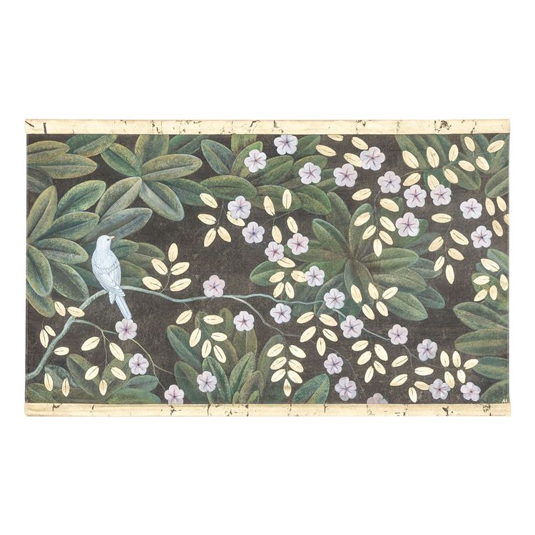 Toile peinte représentant des fleurs et des oiseaux. Travail contemporain. LS6020900A