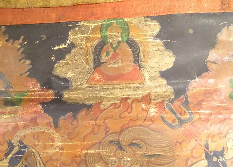 Pittura buddista tibetana Thangka Mahakala 6 braccia Dharmapala Tibet XVIII secolo