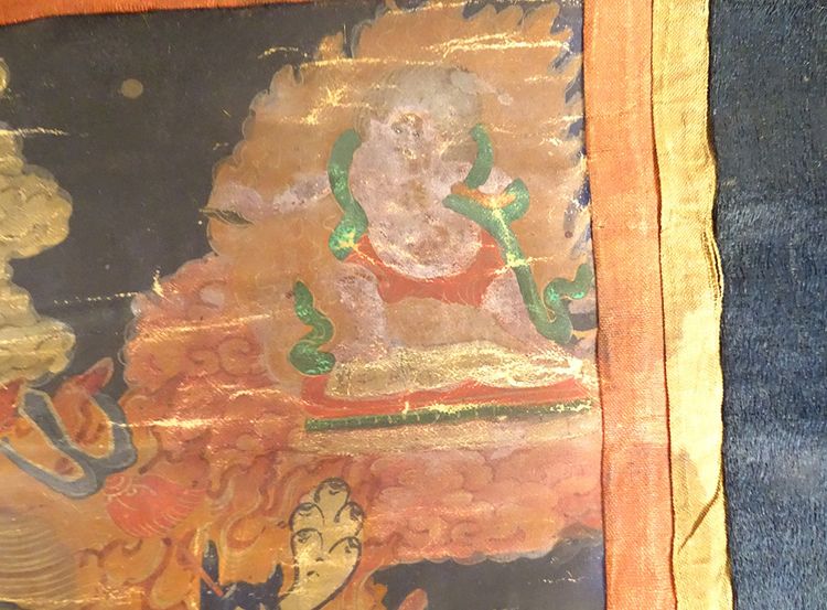 Pittura buddista tibetana Thangka Mahakala 6 braccia Dharmapala Tibet XVIII secolo