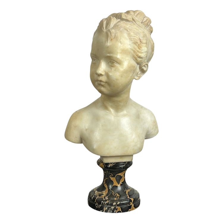 BUSTE EN MARBRE DU XIXe REPRESENTANT LOUISE BRONGNIART D APRES HOUDON (1741-1828
