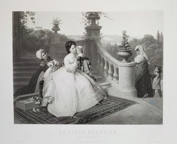  Large Engraving By Paul Girardet After Brochart  Etching 19th C Old Print