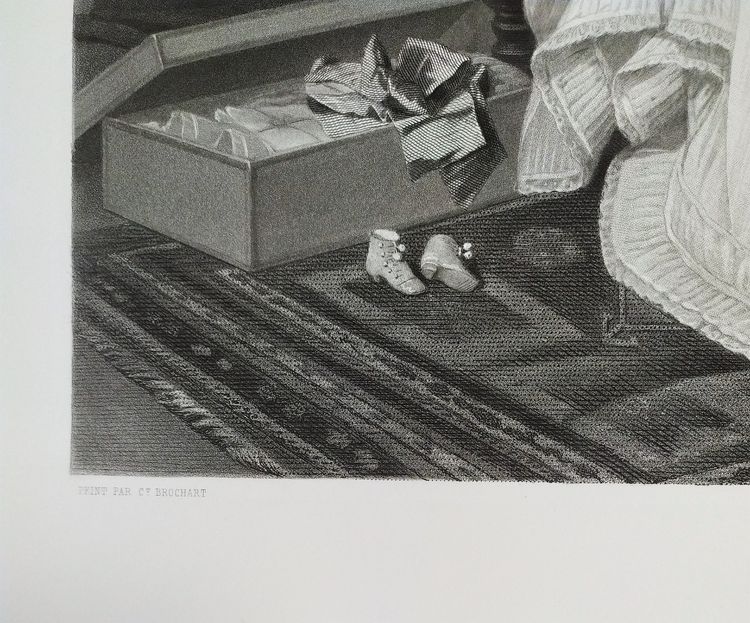  Large Engraving By Paul Girardet After Brochart  Etching 19th C Old Print