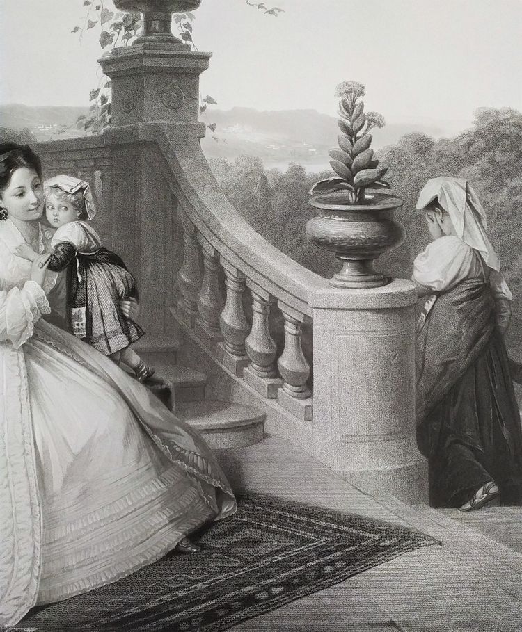  Large Engraving By Paul Girardet After Brochart  Etching 19th C Old Print