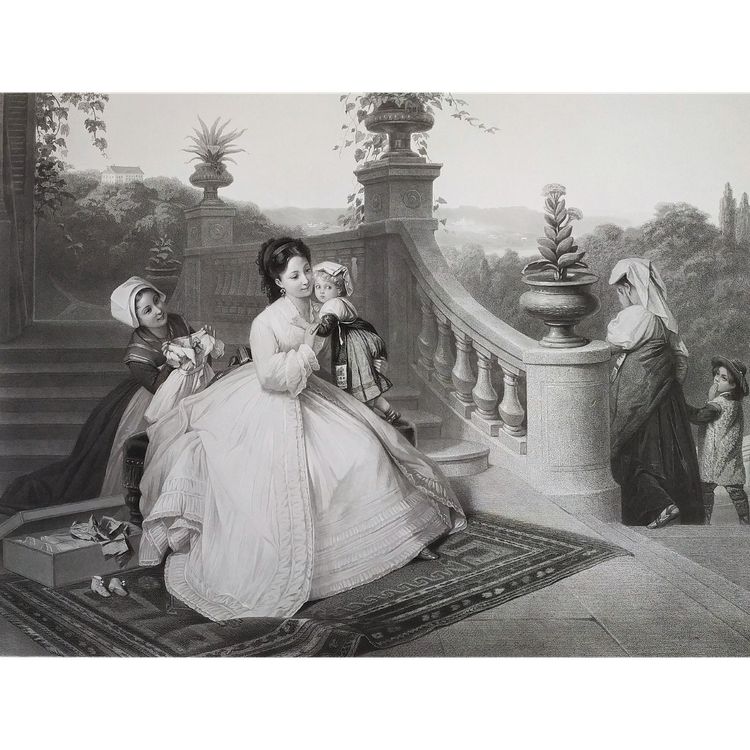  Large Engraving By Paul Girardet After Brochart  Etching 19th C Old Print
