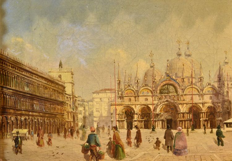 Ansicht Von Venedig Mit Dem Markusplatz, Vedutistischer Maler Des 19. Jahrhunderts