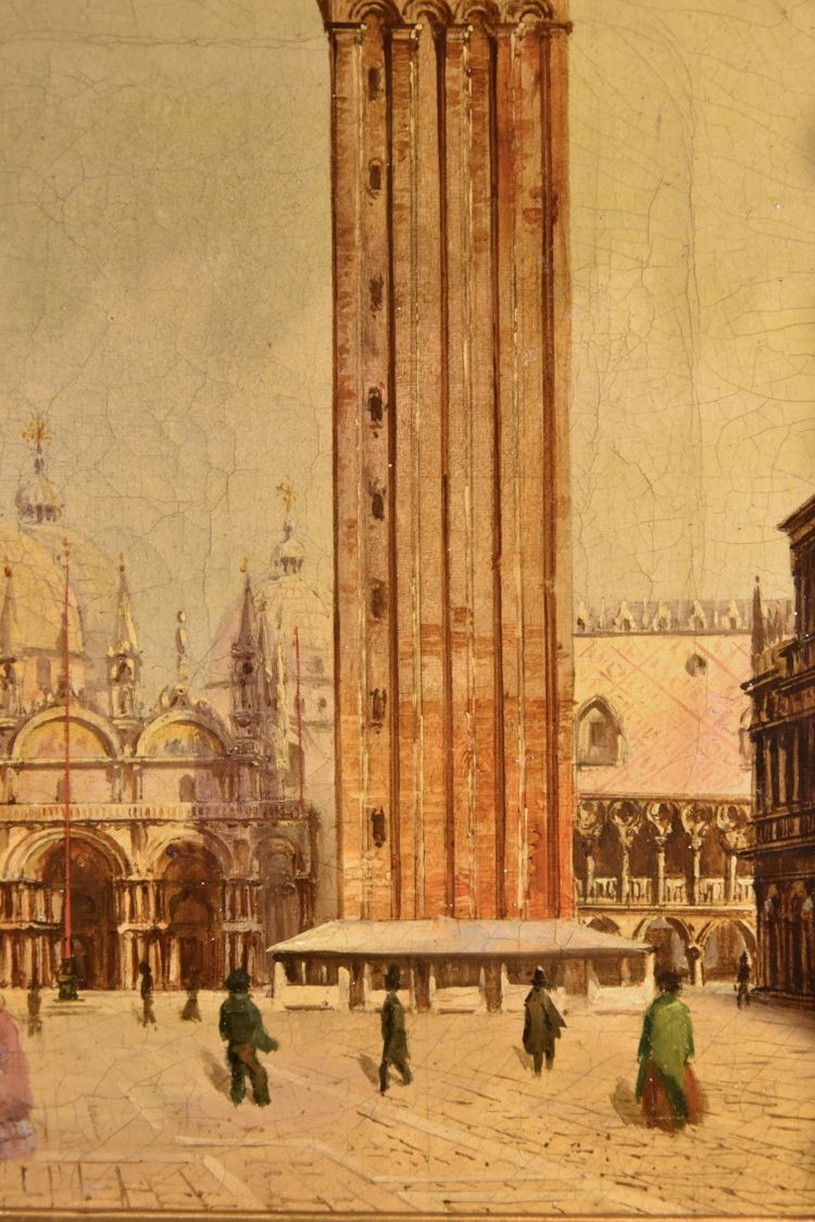 Ansicht Von Venedig Mit Dem Markusplatz, Vedutistischer Maler Des 19. Jahrhunderts