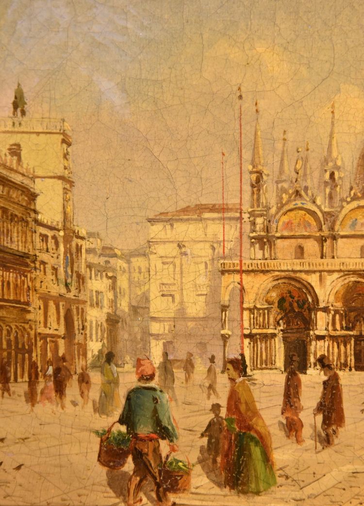Ansicht Von Venedig Mit Dem Markusplatz, Vedutistischer Maler Des 19. Jahrhunderts