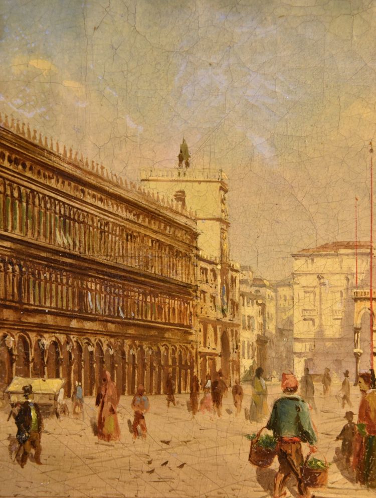Ansicht Von Venedig Mit Dem Markusplatz, Vedutistischer Maler Des 19. Jahrhunderts