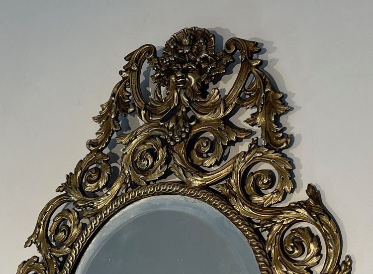 Importante Paire d'Appliques De Style Louis XIV En Bronze Ciselé Et Miroir à 3 Bras De Lumières