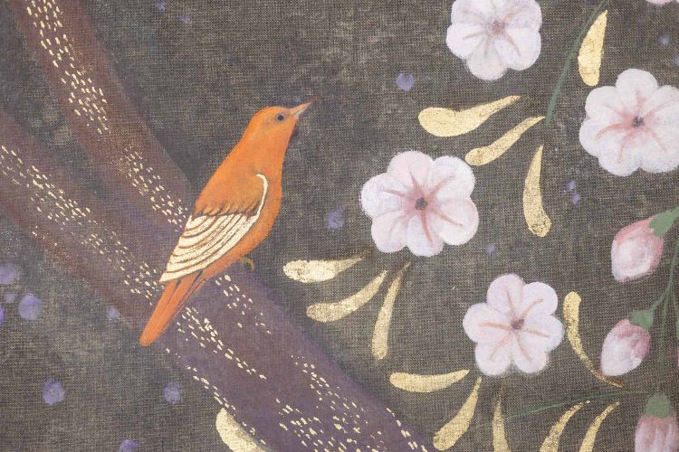 Painted canvas depicting birds in a country setting. LS6133675K