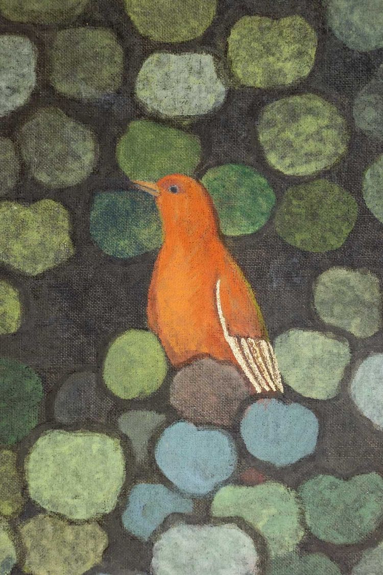 Painted canvas depicting birds in a country setting. LS6133675K
