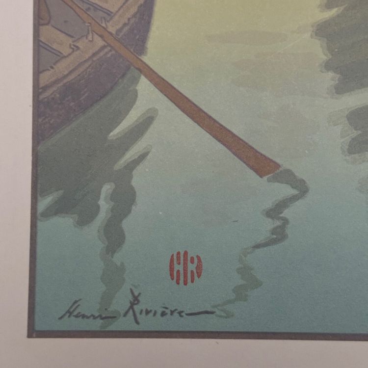 Litografia di Henri Rivière Il tramonto