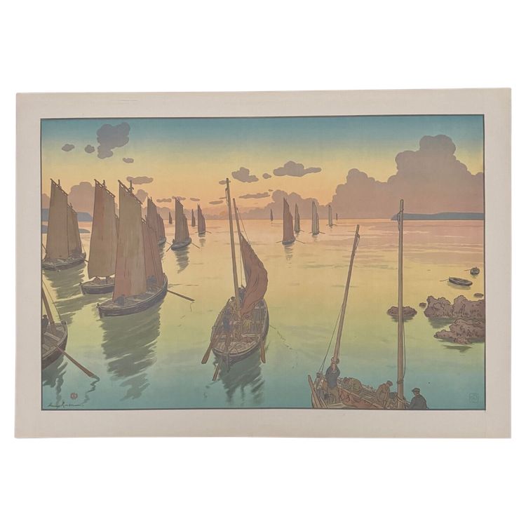Litografia di Henri Rivière Il tramonto