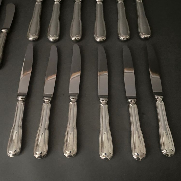 Suite von 14 versilberten Metallmessern Haus Christofle Modell uniplat