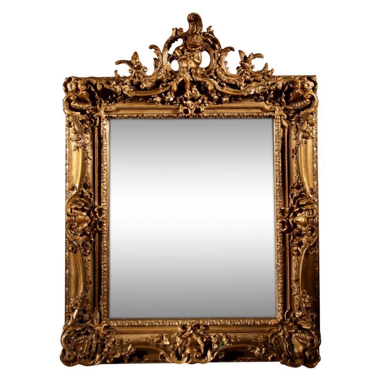 Very impressive original gilded wood and gesso mirror in the Louise Quinze XV style, circa 1900.