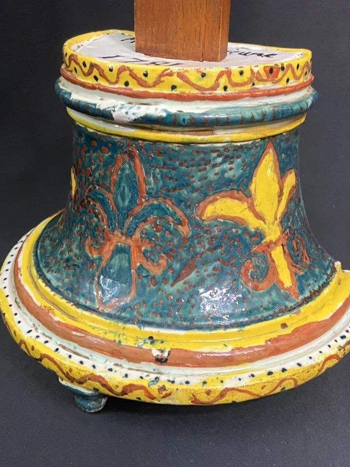 Large Nevers earthenware altar cross 18th century Morlait Lejeune 1781