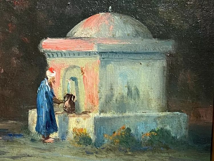 Orientalist painting oil on canvas turquerie view of Istanbul Ottoman Empire