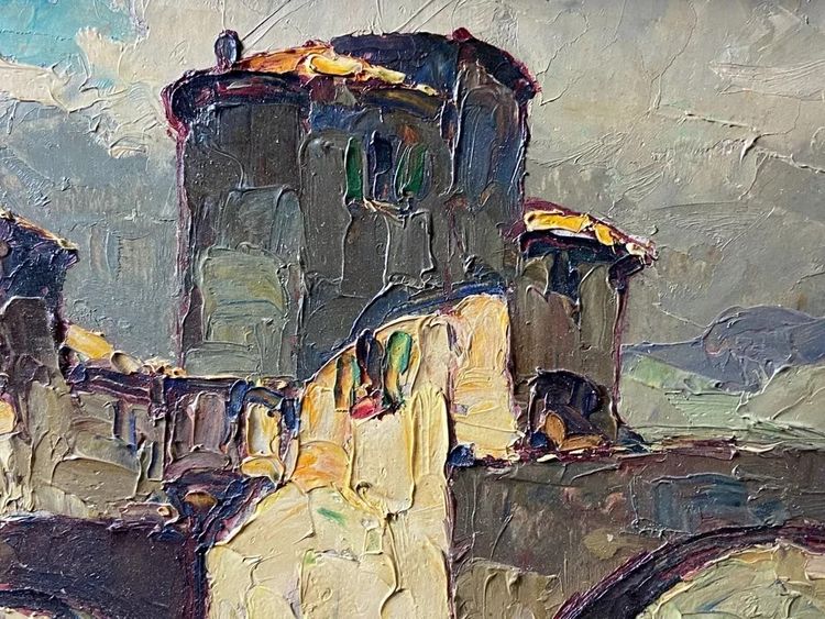 Gemälde signiert Louis PASTOUR 1876-1948 Blick auf die Brücke von Sospel (Provence)