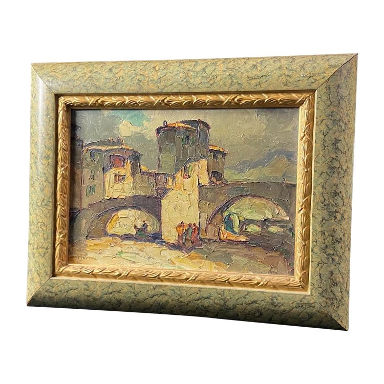 Gemälde signiert Louis PASTOUR 1876-1948 Blick auf die Brücke von Sospel (Provence)