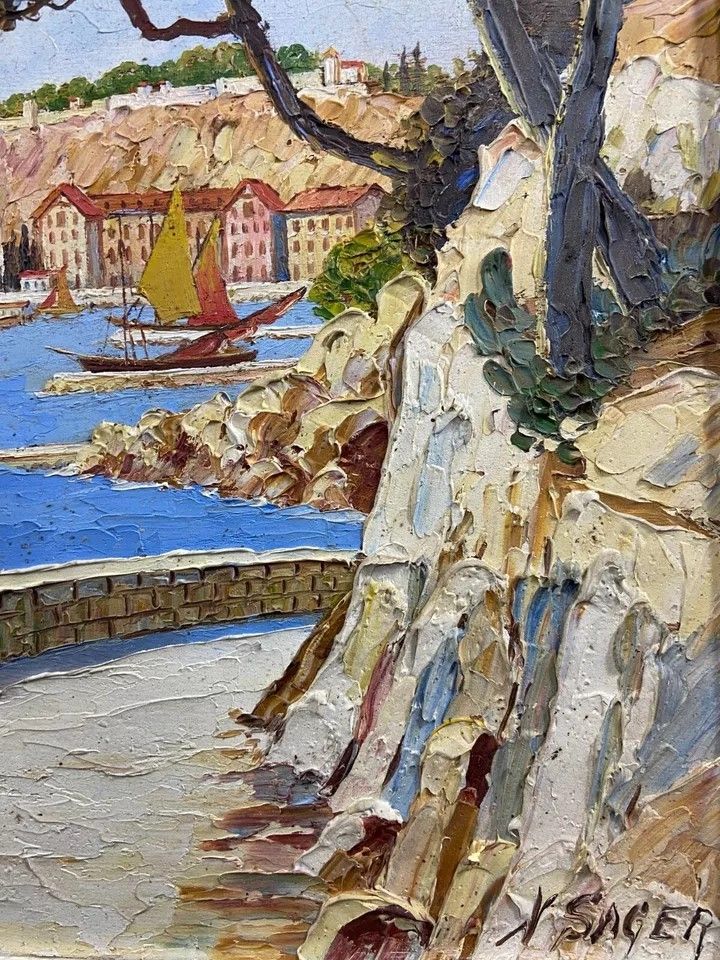 Signed Xavier SAGER 1881-1969 Route de Nice view of port Possible pair