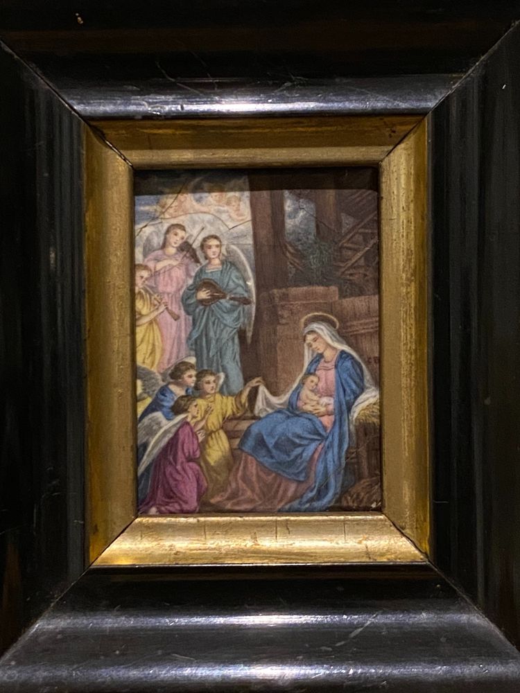 Ensemble de trois scènes religieuses, Peinture sur porcelaine, XIXe siècle 