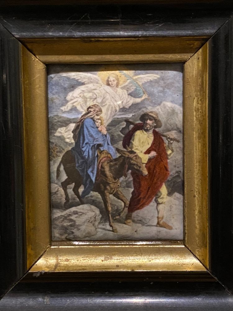 Ensemble de trois scènes religieuses, Peinture sur porcelaine, XIXe siècle 