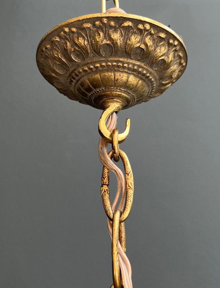 Empire Style Hot Air Balloon Chandelier in Bronze and Crystal with Arrow and Swan Neck Decor.