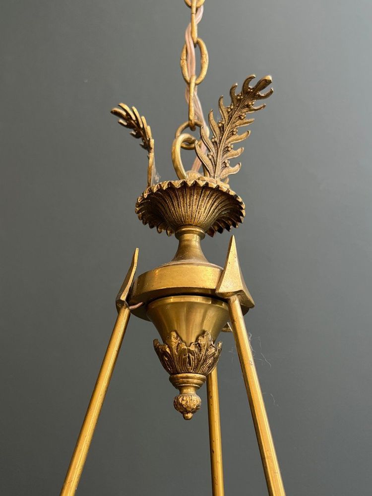 Empire Style Hot Air Balloon Chandelier in Bronze and Crystal with Arrow and Swan Neck Decor.