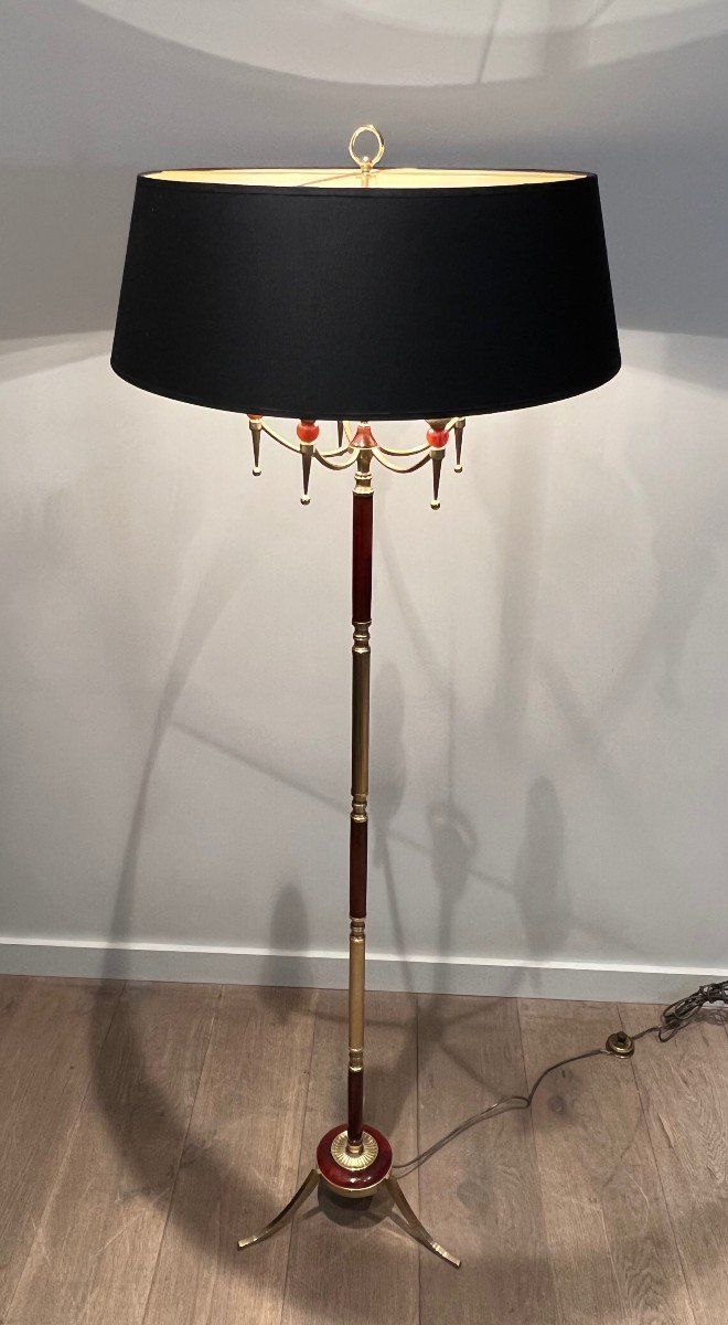 Brass and Plexiglass Floor Lamp in the Style of Maison Jansen