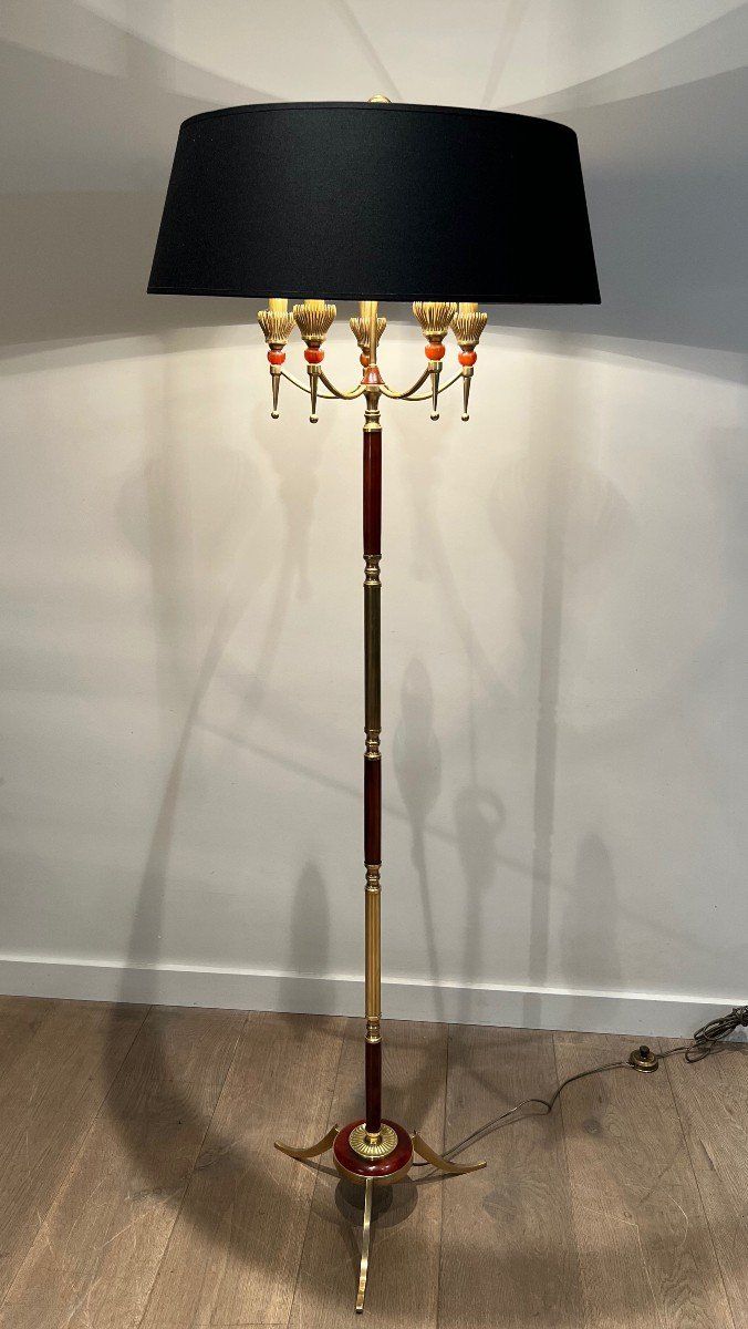 Brass and Plexiglass Floor Lamp in the Style of Maison Jansen