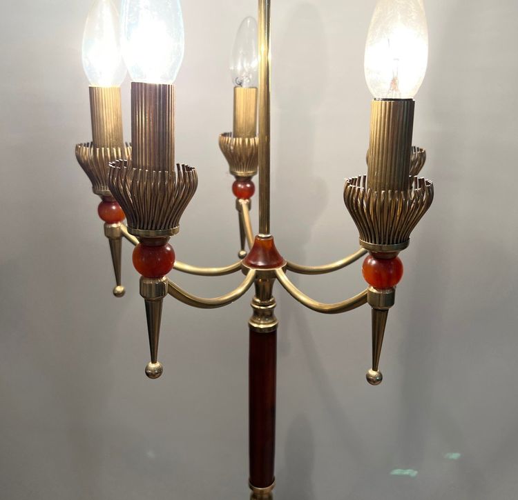 Brass and Plexiglass Floor Lamp in the Style of Maison Jansen