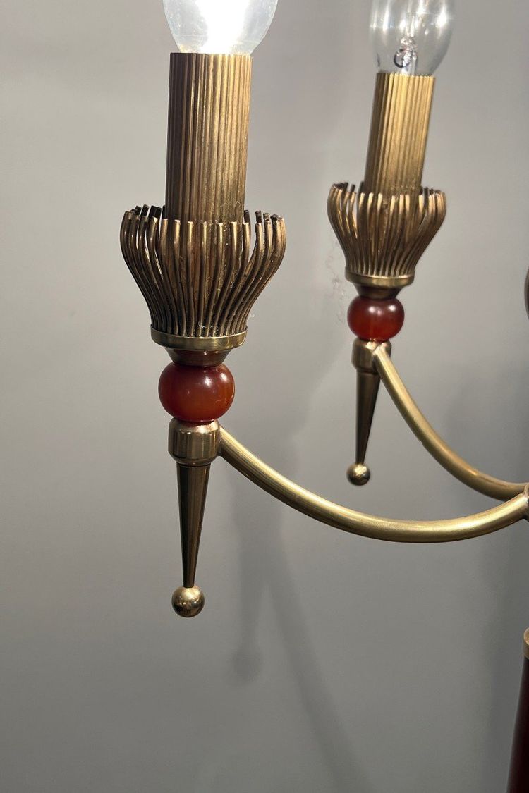 Brass and Plexiglass Floor Lamp in the Style of Maison Jansen