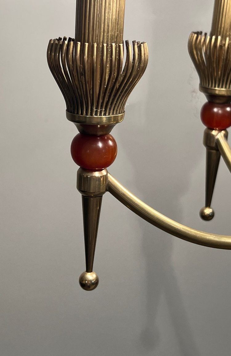 Brass and Plexiglass Floor Lamp in the Style of Maison Jansen