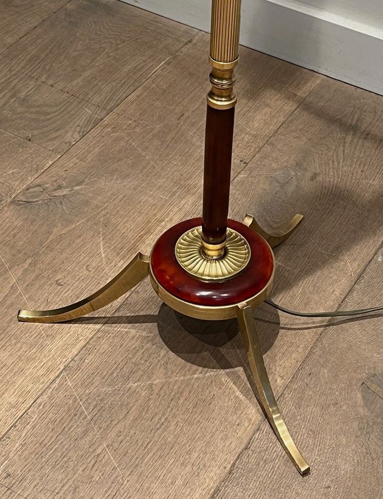Brass and Plexiglass Floor Lamp in the Style of Maison Jansen