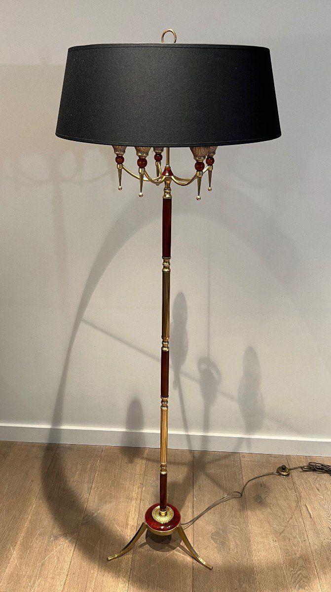 Brass and Plexiglass Floor Lamp in the Style of Maison Jansen