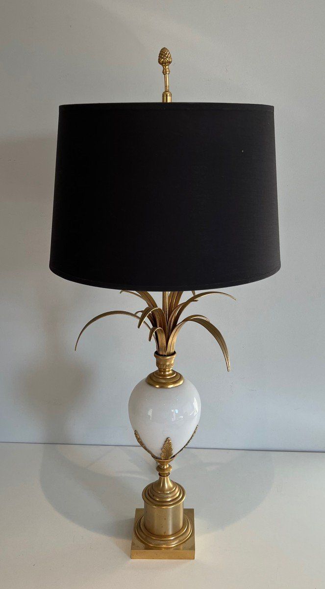 White Opaline And Nickel Ostrich Egg Lamp In The Taste Of Home Charles